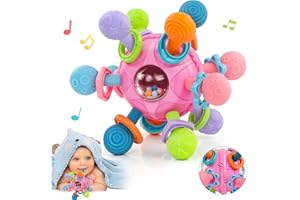 KAYBOLGE Baby Spielzeug 6 Monate Greifball für Babys Sensorik Babyspielzeug ab 0-6 Monate Rassel Baby Spielzeug ab 0 3 6 9 Monate Montessori Spielzeug Baby 0-12 Monate Geschenk für Junge und Mädchen(Rosa)