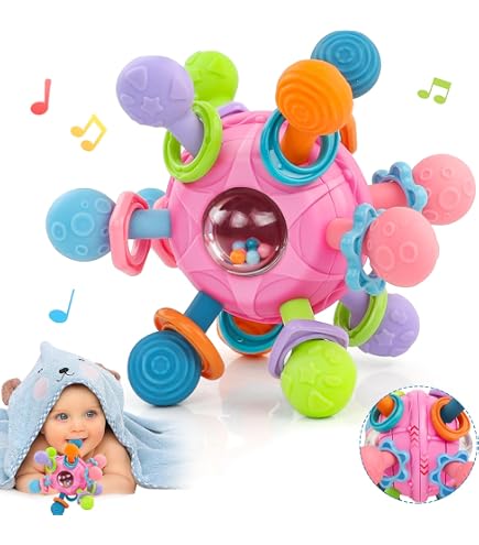 Jouets sensoriels pour bébés de 0 à 3 mois : chenille en peluche musicale, hochet miroir pour bébé (56 cm) - Puériculture & Eveil bébé