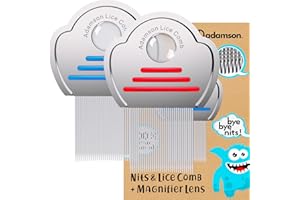 Adamson Lice Comb Duo - Stainless Steel Lice Comb for Kids x 2 - Effective Nit Comb - Lice Combs for Thick Hair - Durable and Easy to Clean - Red and Blue Set