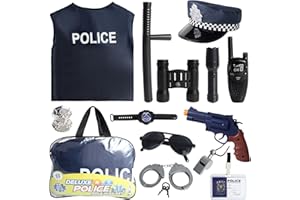 CESHMD Disfraz de Policía para Niños, Juego de Rol de Policía para Fiestas de Mascaradas de Halloween, Disfraz de Policía para Niños y Niñas