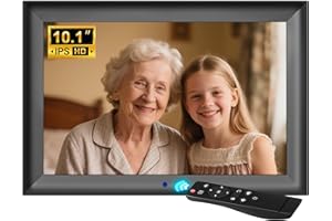 OBVHNUA Digitaler Bilderrahmen 10,1" Elektronischer Fotorahmen mit IPS-Display 1280x800 Auflösung Unterstützt USB/SD-Karte (128 GB) Automatische Drehung Musik-/Video-/Foto-Player, Kalender & Wecker