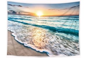Ulticool Poster mural motif vagues de mer, plage, nature, 200 x 150 cm, grand format, accessoire de décoration pour jardin et salon