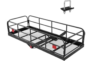 ‎FRUYYZL Anhänger Anhängerkupplung Cargo Carrier Rack 180Kg, Heavy Duty Stahl Hitch Cargo Rack, 152cm x 60cm x 36cm faltender Anhänger Gepäckträger passt 5.08 cm Empfänger mit Stabilisator für SUV, RV