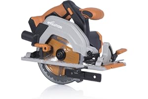 Evolution Power Tools Bezprzewodowa piła tarczowa R165CCS-Li do cięcia różnych materiałów, drewna, plastiku, metalu itd., tarcza 165 mm w zestawie, 3 lata gwarancji, akumulator i ładowarka w zestawie