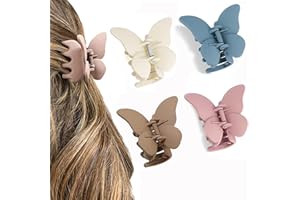 RAMONI 4pcs Butterfly Hair Clips,Non-Slip Matte Hair Claws,Claw Clips For Thick Hair,Hair Clips Claw Clips,Small Hair Clips For Women,Hair Accessories For Thin Hair,Suitable For Women And Girls