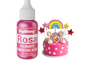 SIGWONG Colorante Alimentare Gel, 40g Coloranti Alimentari Concentrato per La Decorazioni Torte Commestibili, Pennarelli Alimentari per Dolci Fondente, Slime e Mestieri, Panificazione-Rosa