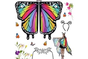 LAISHUNHE Schmetterling Umhang 1 Damen mit Haarreif Schmetterlingsflügel Kostüm Schmetterling Damen Umhang Schmetterling Erwachsene mit Haarreifen 138 x 168cm Blau
