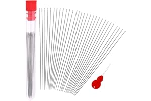 AXMRU Long Straight Beading Needles for Seed Beads 30 Pcs Jewellery Making Supplies 0.45 * 55 mm Embroidery Needles Seed Beads Needles with Threader and Storage Tube for Bracelets and Jewelry Making