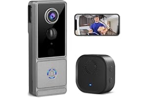 CHEFYUPER Wireless Video Doorbell Camera with Chime,1080P HD Smart Video Door Bells with Camera Battery Powered,PIR Motion Detection,Voice Changer,Instant Alerts,Night Vision,2-Way Audio,Support SD Card