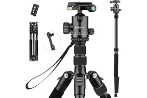 Victiv Kamera Stativ 205cm, Aluminiumlegierung Reisestativ Stativ, Kugelkopf mit 36 mm Ladegewicht 10 kg, Abnehmbar Einbeinstativ mit Tragetasche - Schwarz