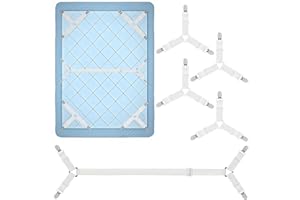 XHTXHT Pack of 5 Bed Sheet Straps Adjustable with Metal Clips, Sheet Tensioner, Triangular and Y with Tie Down Straps for Bed Sheets, Adjustable Fitted Sheet Holders for Mattresses, Sofas and Ironing