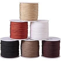 PH PandaHall 90m 9 Colors Nylon Wire 0.8mm Chinese Button Cord Braided Nylon Beading Cord Nylons Crafts Macrame Wire String for DIY Beading Knots Braiding Bracelet Jewelry Making