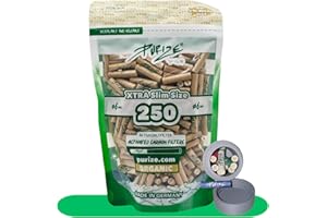 Puraflora Traveldose x Aktivkohlefilter 6mm 250Stück Xtra Slim Size Aktivkohlefilter x aktivkohlefilter slim (Organic)