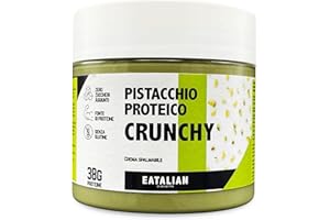 ‎AMZ BETTER EATALIAN by AMZ BETTER Protein Pistaziencreme CRUNCHY 200 gr, Streichcreme mit Pistazienkörnern, süßer Geschmack, ideal auf Brot, zum Füllen von Süßigkeiten, Eis, Kuchen, Made in Italy