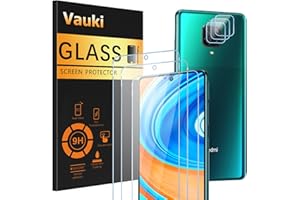 Vauki [3 sztuki folii ochronnej do Xiaomi Redmi Note 9 Pro / 9 Pro Max / 9S 4G, z 3 szkłami ochronnymi, przezroczysta folia ochronna HD o twardości 9H, bez pęcherzyków powietrza, odporna na