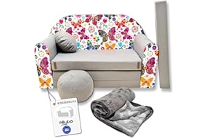‎MILLYBO millybo Kindersofa Kinder Couch mit Schlaffunktion ausklappbar 3in1 Kinder Sofa Spielsofa mit Bettfunktion Mädchen Jungen Sitzsack Minisofa Schlafsofa Kinderzimmer Schlafsessel (A33)