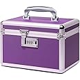 HEWEI WORKS Locking Medicine Box with Portable Storage Case, 10.2''x 6.8''x 6.8'', Childproof Medication Lock Organizer, Lockable Box for Money, Documents & Meds (Purple/Small)