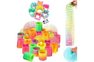 SHENGOU Resorte Arco Iris Mágico,48pcs Springs Toy Colorido,Rainbow Spiral,Primavera del Arco Iris,Rainbow Espiral de Juguete,Decoración mágica,Espirales de Colores (A)