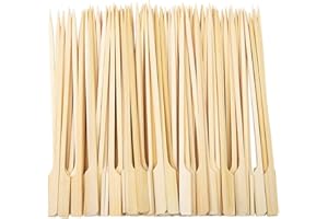 Kitchencookshop Paddle Skewers100 Pieces Bamboo Barbecue Bamboo Skewers Cocktail Sticks for Barbeque, Kebabs, Burgers, Cocktails, Buffets Party (20cm)