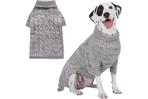 CCKUU Dog Knit Clothes Pet Plush Pullover Dog Sweater Soft Thickening Warm Pup Dogs Shirt Winter Puppy Jumpers for Dogs Cats(M,Light Grey)