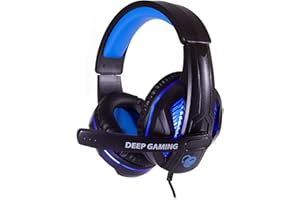 COOLBOX DeepGaming auriculares gamer DeepBlue G3 (Diadema, micrófono, iluminación LED, para PC y consolas). Color negro y azul