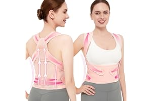 Vicorrect Posture Corrector für Frauen und Männer: Rückenstützband zur Linderung von Schmerzen im oberen Rücken und in den Schultern (Rosa, S)