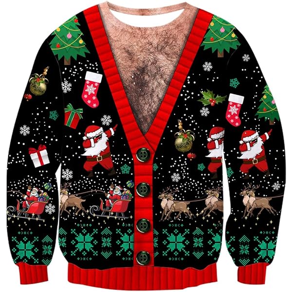 Fanient Foute kersttrui met grafische 3D-print, sweatshirt