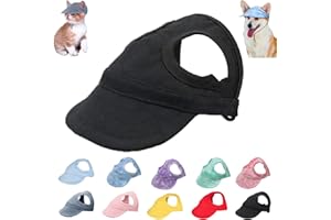 ARGUMUB Outdoor Sun Protection Hood for Dogs, Dog Summer Baseball Cap Adjustable with Ear Holes Medium Small Pets Hat (Black, M)