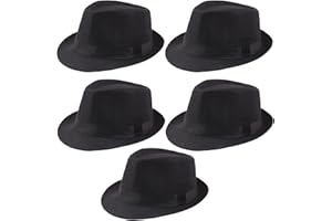 Geebuzz 5 Pack Short Brim Fedora Classic Summer Beach Sun Hat Panama Cap for Men Women