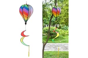 SINRAD Palloncino a Spirale,Mongolfiera a Vento，Palloncini a Vento，Mongolfiera Con Motivo Arcobaleno，Mongolfiera Twist Garden Wind Spinner Cloud，Per Pendenti da Esterno Per Interni