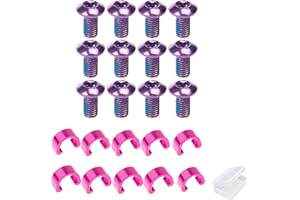 XHBTS Bicycle Brake Disc Screw, 12 Pieces Brake Disc Screw M5 x 10MM and 10 Pieces Aluminum C-Clip Bicycle Cable Attachment Bracket Brake Line Attachment Frame-with Box
