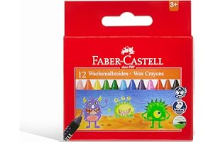 Faber-Castell Wax Crayons 12 Color Round 75mm, Assorted, F120043