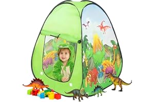 FUNNYHOMESTYLE Kids Play Tent, Pop Up Tents Playhouse, Portable Baby Ball Pit with Storage Bag, Children Safe Zone for Indoor Outdoor, Christmas Birthday Toy Gifts for Boys Girls Toddlers (Dinosaur)