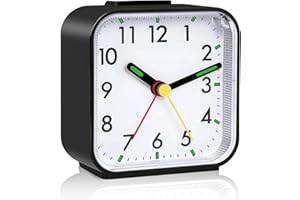 Oryzium Alarm Clock,Non Ticking Silent Alarm Clocks,Bedroom Bedside Clock Battery Powered with Light,Snooze,Luminous Portable Night Analog Clocks for Deep Sleepers,Workers,Travellers
