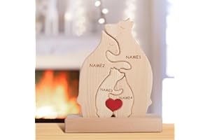 MQVXT Orsi Puzzle Per Famiglie In Legn,Puzzle Personalizzato con Famiglia di Orsi in Legno,Statua Decorativa In Legno Della Famiglia Di Orsi, Decorazione Domestica per Soggiorno (4PCS)