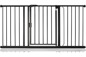 Bettacare Barrière pour Chien et Chiot à Fermeture Automatique, 147 cm - 154 cm, Noir Mat, Barrière à Pression pour Animaux, Barrière de Sécurité, Installation Facile