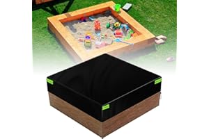 MaxAwe 180*180*20cm Sandkasten Abdeckung, Schwarze 210D Wasserdicht Sandkastenabdeckung Abdeckplane mit Kordelzug, Schatten und Staubdichte Plane mit Gummiband für Sandkasten Pool, Terrase, Garten