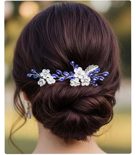 Épingles à Cheveux Fleuries Bleu Ciel – Lot De 2, Mariage, événements Formels – Accessoire élégant Pour Coiffure - 10