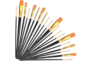 HONONWII Paint Brushes, 20 Pcs Professional Face Painting Brushes Set for for Acrylic Oil Watercolor Suitable for Decorations, Models, Figurines, Nail Art (Black)