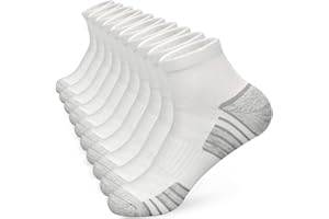 OUHOS Womens Ladies White Black Running Trainer Ankle Socks Anti Blister Walking Hiking Sports Socks Cushioned Work Support Cotton Socks for Womens 4-7 Multipack Breathable Cycling Athletic Socks 5 Pairs