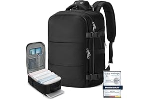 Samfolk Mochila viaje Cabina avion 40x20x25 Mochila viaje 12 Bolsillos Mochilas de viaje para avion de Separado para Zapatos Bolsa de Mano, 20L (Negro, 40x20x25)