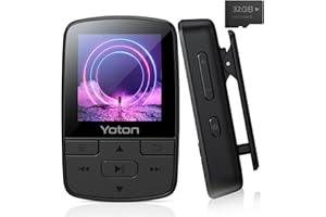 YOTON Odtwarzacz MP3 z Bluetooth 5.2, duża pamięć 16 GB, mini odtwarzacz muzyki HiFi z klipsem sportowym, niezależna butelka głośności, radio FM, słuchawki w zestawie