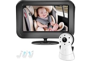 FNITAER Baby Kamera Auto mit 4.3" Display, Spiegel auto baby rückbank 1080P,Babyautospiege mit HD Nachtsicht und 120°-Betrachtungswinkel,Auto-Babyphone einfache Installation Cigarette Lighter,Schwarz