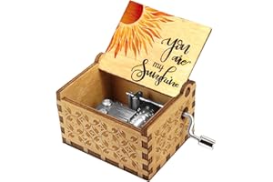 sakruda Wooden Music Box for Daughter Son Wife Dad Friend,Hand-Crank You Are My Sunshine Melody Wood Musical Box,Laser Engraved Antique Gift for Kids Children on Birthday,Christmas,Anniversary Day