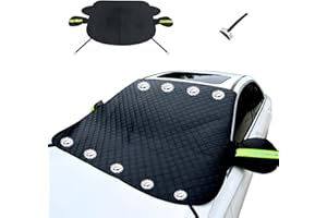 MINVOO Parasol para Parabrisas de Coche Cubierta Frontal con Cubierta de Espejo Cubierta de Coche con Pala de Nieve para Verano e Invierno protección Solar contra Granizo protección contra Rayos UV (Negro)