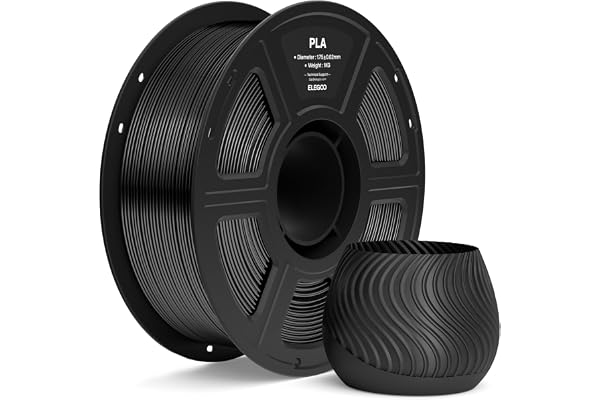 ELEGOO Filamento PLA 1.75 1KG Negro | Precisión Dimensional +/- 0.02mm, Carrete de Filamento 3D, para Mayoría Impresoras 3D