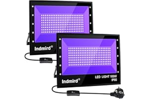 INDMIRD Luz Negra Ultravioleta,100W Foco LED UV con Enchufe,395-400nm IP66 Impermeable Luces Ultravioleta para Fluorescente Pintura,Pinta Corporal,Halloween,GLOW Fiesta,Neón,DJ,Black light Party,Discoteca