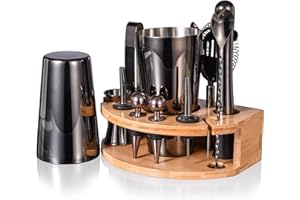 Cocktail Shaker Set,Esmula 750ML 12 Teiliges Edelstahl Barkeeper Kit Geschenk für Männer, Frauen, Freunde, Home Stylish Bar Tool Set mit Cocktail Rezeptheft (Grau-Titanbeschichtet)