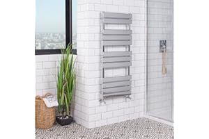 Warmehaus Designer Bathroom Flat Heated Warming Towel Rail Radiator Ladder Rad - 1200 x 500 mm - Chrome
