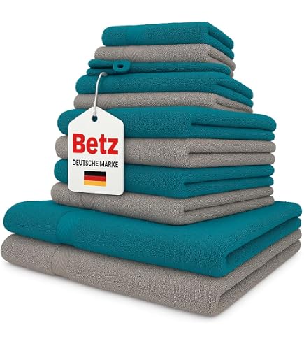 Betz Lot De 5 Serviettes 100% Coton Premium - Drap De Bain, Serviettes Toilette, Invité & Gant - Rouge Foncé